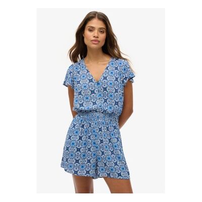 Superdry für Damen. W8011880A Bedruckter Overall blau (L), Lässig, Polyester, Kurzarm Superdry für Damen. W8011880A Bedruckter Overall blau (L), Lässig, Polyester, Kurzarm