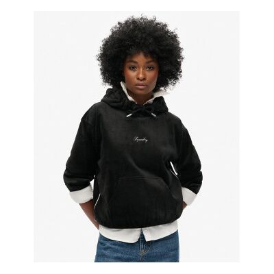Superdry für Damen. W2012168A Country Club locker sitzender Velours-Kapuzenpullover schwarz (XL), Lässig, Polyester Superdry für Damen. W2012168A Country Club locker sitzender Velours-Kapuzenpullover schwarz (XL), Lässig, Polyester