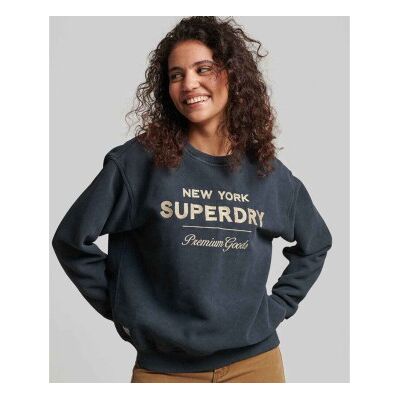 Superdry für Damen. W2011991A Luxe Metallic-Logo-Sweatshirt schwarz (S), Lässig, Sportlich, Grau, Baumwolle Superdry für Damen. W2011991A Luxe Metallic-Logo-Sweatshirt schwarz (S), Lässig, Sportlich, Grau, Baumwolle
