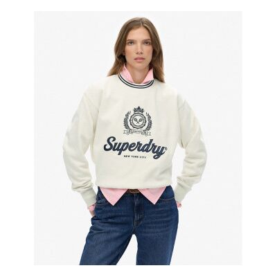 Superdry für Damen. W2012468A Country Club Sweatshirt weiß (S), Lässig, Baumwolle, Langarm Superdry für Damen. W2012468A Country Club Sweatshirt weiß (S), Lässig, Baumwolle, Langarm