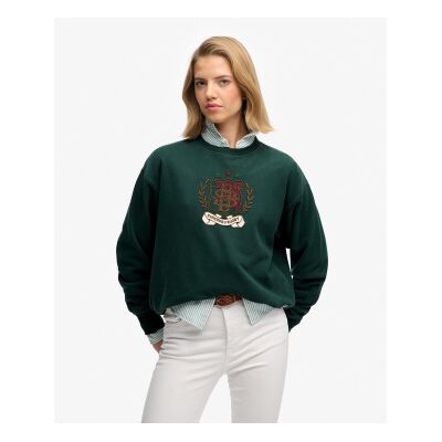 Superdry für Damen. W2012579A Sweatshirt Wappen grün (S), Lässig, Baumwolle Superdry für Damen. W2012579A Sweatshirt Wappen grün (S), Lässig, Baumwolle