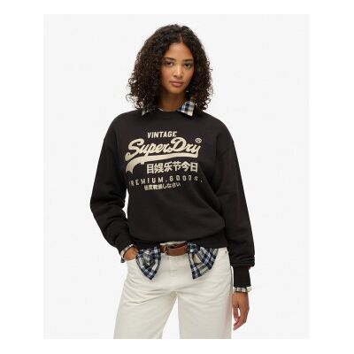 Superdry für Damen. W2012399A Sweatshirt Verschönertes Vintage Logo schwarz (S), Lässig, Baumwolle Superdry für Damen. W2012399A Sweatshirt Verschönertes Vintage Logo schwarz (S), Lässig, Baumwolle