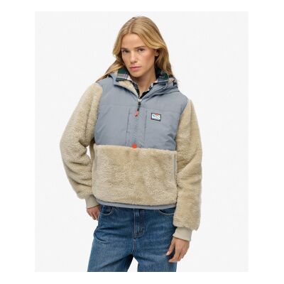 Superdry für Damen. W5012155A Beigefarbenes Super Soft Hybrid Sweatshirt (S), Lässig, Polyester Superdry für Damen. W5012155A Beigefarbenes Super Soft Hybrid Sweatshirt (S), Lässig, Polyester