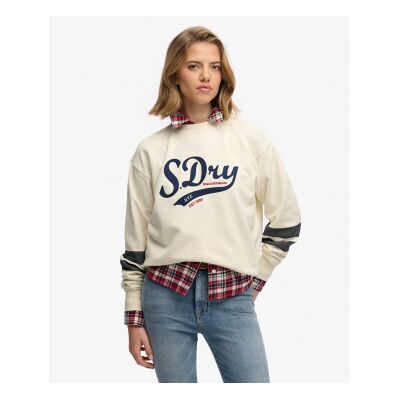 Superdry für Damen. W2012596A Varsity Script Lose Lose beige Sweatshirt (S), Lässig, Baumwolle Superdry für Damen. W2012596A Varsity Script Lose Lose beige Sweatshirt (S), Lässig, Baumwolle