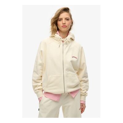 Superdry für Damen. W2012287A Beigefarbenes Esssential Logo-Kapuzensweatshirt mit Raglanärmeln, Reißverschluss und beigem Logo (XL), Lässig, Superdry für Damen. W2012287A Beigefarbenes Esssential Logo-Kapuzensweatshirt mit Raglanärmeln, Reißverschluss und beigem Logo (XL), Lässig,