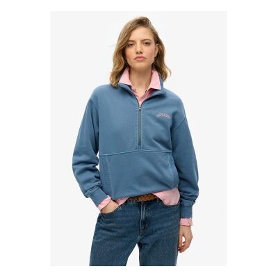 Superdry für Damen. W2012355A Sweatshirt mit halbem Reißverschluss und Logo Essential blau (XL), Lässig, Baumwolle Superdry für Damen. W2012355A Sweatshirt mit halbem Reißverschluss und Logo Essential blau (XL), Lässig, Baumwolle