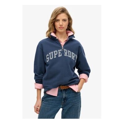 Superdry für Damen. W2012234A Athletic Essentials Marineblaues Rollkragenpullover mit halbem Reißverschluss (S), Lässig, Baumwolle Superdry für Damen. W2012234A Athletic Essentials Marineblaues Rollkragenpullover mit halbem Reißverschluss (S), Lässig, Baumwolle