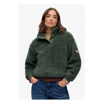 Superdry für Damen. W2012372A Super Soft Half Zip Pullover grün (M), Lässig, Polyester Superdry für Damen. W2012372A Super Soft Half Zip Pullover grün (M), Lässig, Polyester