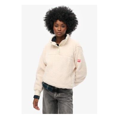 Superdry für Damen. W2012372A Super Henley beige Vlies (M), Lässig, Polyester Superdry für Damen. W2012372A Super Henley beige Vlies (M), Lässig, Polyester