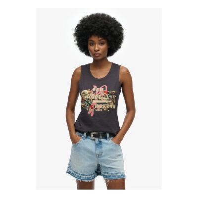 Superdry für Damen. W6012090A T-shirt Tokyo Vintage dunkelgrau (36), Lässig, Baumwolle, Ärmellos / Hosenträger Superdry für Damen. W6012090A T-shirt Tokyo Vintage dunkelgrau (36), Lässig, Baumwolle, Ärmellos / Hosenträger