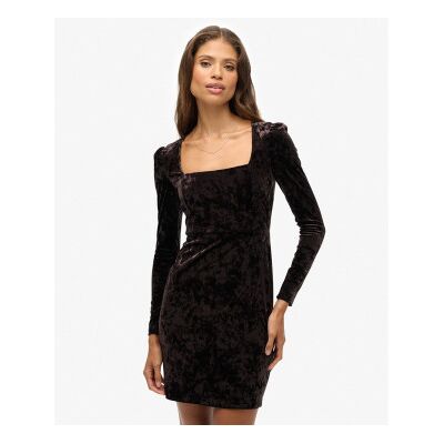 Superdry für Damen. W8011984A Braunes Samtkleid (M), Lässig, Party, Klassisch, Polyester, Langarm Superdry für Damen. W8011984A Braunes Samtkleid (M), Lässig, Party, Klassisch, Polyester, Langarm