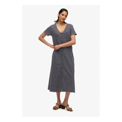 Superdry für Damen. W8011860A Kurzärmeliges Midi-Strickkleid navy (36), Lässig, Baumwolle, Kurzarm, Marine Superdry für Damen. W8011860A Kurzärmeliges Midi-Strickkleid navy (36), Lässig, Baumwolle, Kurzarm, Marine