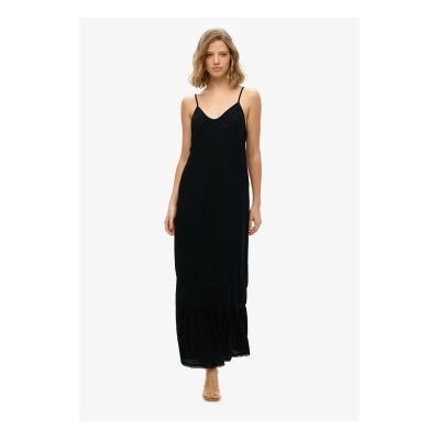 Superdry für Damen. W8011955A Langes schwarzes trägerloses Kleid (XS), Lässig, Viskose, Ärmellos / Hosenträger Superdry für Damen. W8011955A Langes schwarzes trägerloses Kleid (XS), Lässig, Viskose, Ärmellos / Hosenträger
