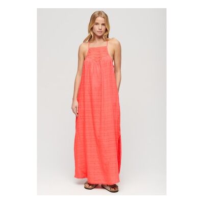 Superdry für Damen. W8011672A Langes Strandkleid Koralle mit Neckholder-Ausschnitt (S), Lässig, Viskose, Ärmellos / Hosenträger Superdry für Damen. W8011672A Langes Strandkleid Koralle mit Neckholder-Ausschnitt (S), Lässig, Viskose, Ärmellos / Hosenträger