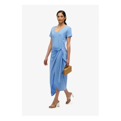 Superdry für Damen. W8011944A Midikleid blau geflammt überkreuzt (XXS), Lässig, Baumwolle, Kurzarm Superdry für Damen. W8011944A Midikleid blau geflammt überkreuzt (XXS), Lässig, Baumwolle, Kurzarm