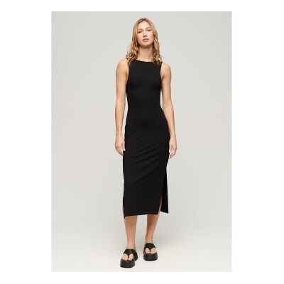 Superdry für Damen. W8011612A Gestricktes Midikleid mit schwarzem, überkreuztem Rücken (XL), Lässig, Viskose, Ärmellos / Hosenträger Superdry für Damen. W8011612A Gestricktes Midikleid mit schwarzem, überkreuztem Rücken (XL), Lässig, Viskose, Ärmellos / Hosenträger