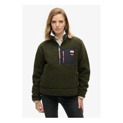 Superdry für Damen. W2012343A Vintage Retro halber Reißverschluss Fleece grün (L), Lässig, Polyester Superdry für Damen. W2012343A Vintage Retro halber Reißverschluss Fleece grün (L), Lässig, Polyester