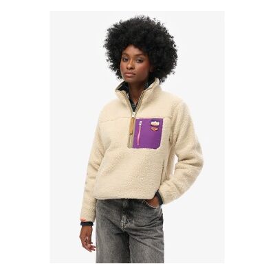Superdry für Damen. W2012343A Vintage Retro beige halber Reißverschluss Fleece (L), Lässig, Polyester Superdry für Damen. W2012343A Vintage Retro beige halber Reißverschluss Fleece (L), Lässig, Polyester