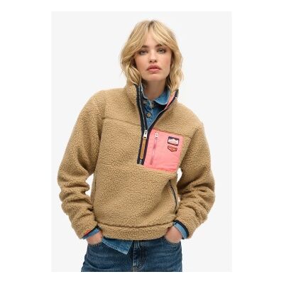 Superdry für Damen. W2012343A Vintage Retro beige halber Reißverschluss Fleece (M), Lässig, Polyester Superdry für Damen. W2012343A Vintage Retro beige halber Reißverschluss Fleece (M), Lässig, Polyester