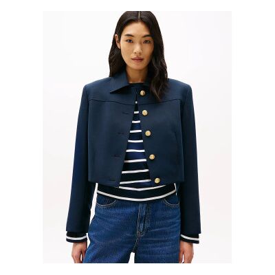 Tommy Hilfiger für Damen. WW0WW44743 Blazer mit marinegoldenen Knöpfen (40), Lässig, Recyceltes Polyester, Nachhaltig Tommy Hilfiger für Damen. WW0WW44743 Blazer mit marinegoldenen Knöpfen (40), Lässig, Recyceltes Polyester, Nachhaltig