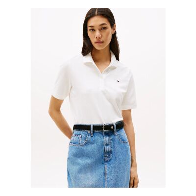 Tommy Hilfiger für Damen. WW0WW43224 Poloshirt mit gesticktem Logo 1985 Collection weiß (M), Lässig, Baumwolle, Kurzarm Tommy Hilfiger für Damen. WW0WW43224 Poloshirt mit gesticktem Logo 1985 Collection weiß (M), Lässig, Baumwolle, Kurzarm