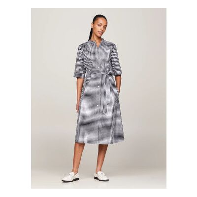Tommy Hilfiger für Damen. WW0WW42443 Blaues Gingham-Hemdkleid (38), Schwarz, Lässig, Langarm, Bio-Baumwolle Tommy Hilfiger für Damen. WW0WW42443 Blaues Gingham-Hemdkleid (38), Schwarz, Lässig, Langarm, Bio-Baumwolle