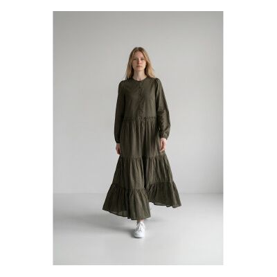 Twinset für Damen. 261TF2051 Grünes Rüschenkleid (40), Lässig, Baumwolle, Langarm Twinset für Damen. 261TF2051 Grünes Rüschenkleid (40), Lässig, Baumwolle, Langarm