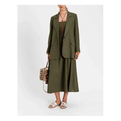 Twinset für Damen. 261TF2020 Grüner Leinenblazer (42), Lässig, Langarm Twinset für Damen. 261TF2020 Grüner Leinenblazer (42), Lässig, Langarm