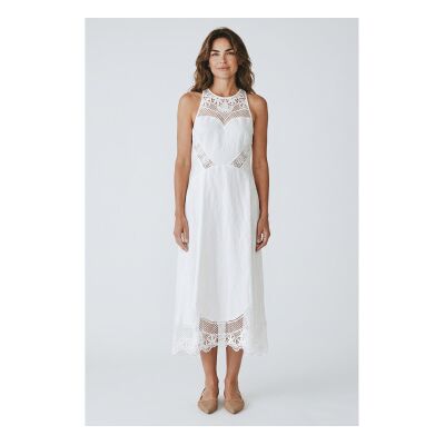 Twinset für Damen. 261TT2241 Weißes besticktes Kleid (38), Lässig, Viskose, Ärmellos / Hosenträger Twinset für Damen. 261TT2241 Weißes besticktes Kleid (38), Lässig, Viskose, Ärmellos / Hosenträger