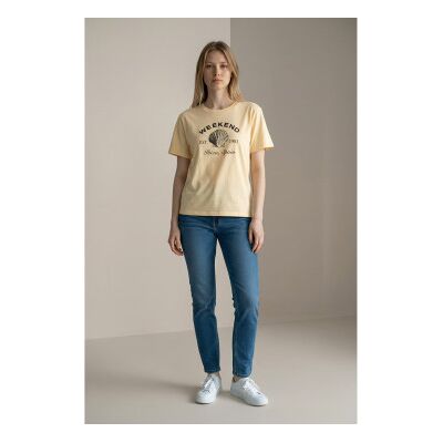 Weekend Max Mara für Damen. 2615971042600 Wkdbora T-shirt gelb (S), Lässig, Baumwolle, Kurzarm Weekend Max Mara für Damen. 2615971042600 Wkdbora T-shirt gelb (S), Lässig, Baumwolle, Kurzarm