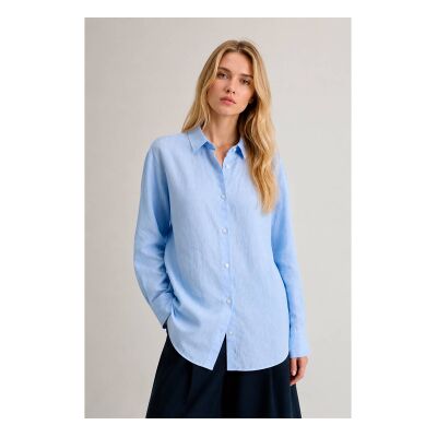 Woolrich für Damen. CFWWSI2013FRUT5295 Blaues Leinenhemd (S), Lässig, Langarm Woolrich für Damen. CFWWSI2013FRUT5295 Blaues Leinenhemd (S), Lässig, Langarm