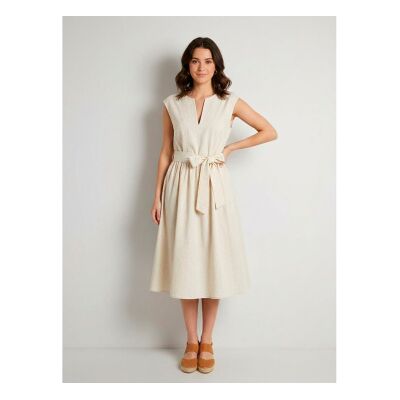 Woolrich für Damen. CFWWDR2028FRUT3944 Popeline-Kleid weiß (L), Beige, Lässig, Baumwolle, Ärmellos / Hosenträger Woolrich für Damen. CFWWDR2028FRUT3944 Popeline-Kleid weiß (L), Beige, Lässig, Baumwolle, Ärmellos / Hosenträger
