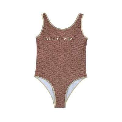 Michael Kors für Mädchen. R30560 Brauner einteiliger Badeanzug (10Y= 138cm), Strandbekleidung, Polyamid, Kinderbekleidung Michael Kors für Mädchen. R30560 Brauner einteiliger Badeanzug (10Y= 138cm), Strandbekleidung, Polyamid, Kinderbekleidung