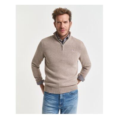 Gant für Herren. 8030170 Baumwollpullover mit kurzem Reißverschluss Casual beige (M), Lässig, Baumwolle Gant für Herren. 8030170 Baumwollpullover mit kurzem Reißverschluss Casual beige (M), Lässig, Baumwolle