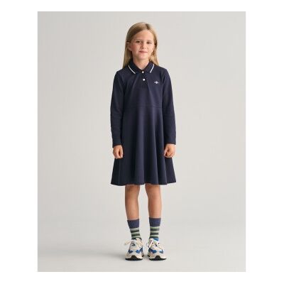 Gant für Mädchen. 751135 Marineblaues Piqué-Kleid mit Volant (7/8años= 122/128cm), Lässig, Baumwolle, Langarm, Kinderbekleidung Gant für Mädchen. 751135 Marineblaues Piqué-Kleid mit Volant (7/8años= 122/128cm), Lässig, Baumwolle, Langarm, Kinderbekleidung