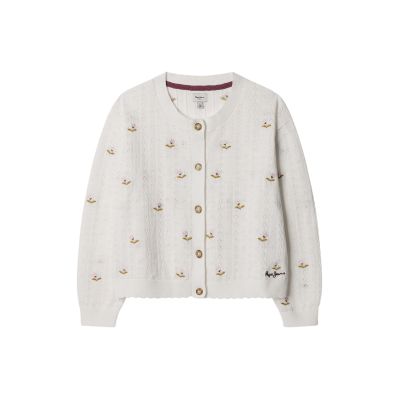Pepe Jeans für Mädchen. PG7000022 Strickjacke Flower Mousse weiß (8años= 128cm), Lässig, Baumwolle, Kinderbekleidung Pepe Jeans für Mädchen. PG7000022 Strickjacke Flower Mousse weiß (8años= 128cm), Lässig, Baumwolle, Kinderbekleidung