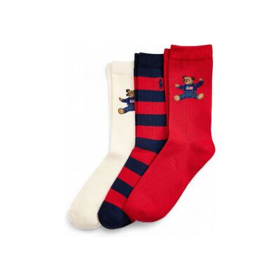 Polo Ralph Lauren für Mädchen. 448P03263001 Set aus 3 Paar Socken mit Bear Polo rot, weiß (S/M), Heimtextilien, Baumwolle, Kinderbekleidung Polo Ralph Lauren für Mädchen. 448P03263001 Set aus 3 Paar Socken mit Bear Polo rot, weiß (S/M), Heimtextilien, Baumwolle, Kinderbekleidung