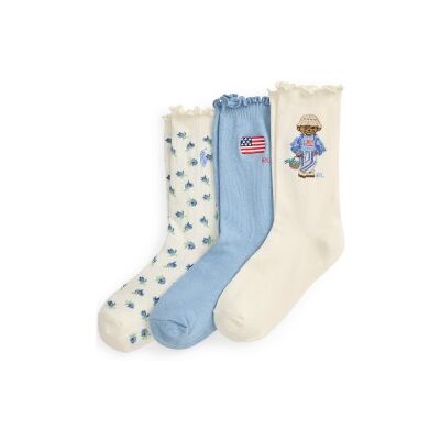 Polo Ralph Lauren Unisex für Kinder. 448P11072001 3er-Pack Polo-Bärensocken blau, weiß (S/M), Heimtextilien, Baumwolle, Kinderbekleidung Polo Ralph Lauren Unisex für Kinder. 448P11072001 3er-Pack Polo-Bärensocken blau, weiß (S/M), Heimtextilien, Baumwolle, Kinderbekleidung