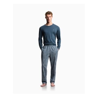 Giorgio Armani Emporio Armani für Herren. EM000611_AF18885 Pyjamas Muster Mix blau (L), Heimtextilien, Baumwolle, Langarm Giorgio Armani Emporio Armani für Herren. EM000611_AF18885 Pyjamas Muster Mix blau (L), Heimtextilien, Baumwolle, Langarm