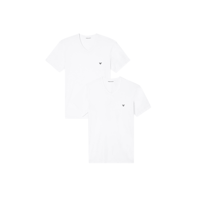 Giorgio Armani Emporio Armani für Herren. EM000392_AF14132 Set 2 elastische Strick-Homewear-T-Shirts mit weißem V-Ausschnitt (XXL), Heimtextilien, Baumwoll Giorgio Armani Emporio Armani für Herren. EM000392_AF14132 Set 2 elastische Strick-Homewear-T-Shirts mit weißem V-Ausschnitt (XXL), Heimtextilien, Baumwoll