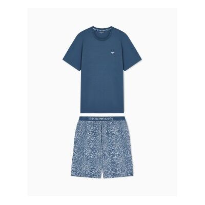 Giorgio Armani Emporio Armani für Herren. EM000399_AF18885 Basic-Schlafanzug blau (S), Heimtextilien, Baumwolle, Kurzarm Giorgio Armani Emporio Armani für Herren. EM000399_AF18885 Basic-Schlafanzug blau (S), Heimtextilien, Baumwolle, Kurzarm