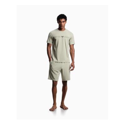 Giorgio Armani Emporio Armani für Herren. EM000400_AF18890 Schlafanzug Megalogo grün (M), Heimtextilien, Baumwolle, Kurzarm Giorgio Armani Emporio Armani für Herren. EM000400_AF18890 Schlafanzug Megalogo grün (M), Heimtextilien, Baumwolle, Kurzarm