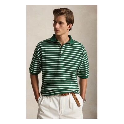 Polo Ralph Lauren für Herren. 710B18535002 Polo mit Textur und Streifen Relaxed Fit grün (M), Lässig, Baumwolle, Kurzarm Polo Ralph Lauren für Herren. 710B18535002 Polo mit Textur und Streifen Relaxed Fit grün (M), Lässig, Baumwolle, Kurzarm