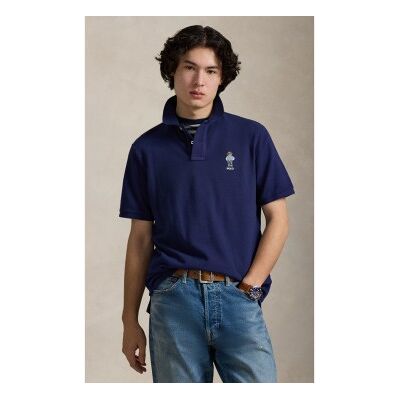 Polo Ralph Lauren für Herren. 710B14620001 Classic Fit Piqué-Poloshirt mit marineblauem Bear-Poloshirt (M), Lässig, Baumwolle, Kurzarm Polo Ralph Lauren für Herren. 710B14620001 Classic Fit Piqué-Poloshirt mit marineblauem Bear-Poloshirt (M), Lässig, Baumwolle, Kurzarm