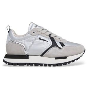 Pepe Jeans für Damen. PLS400027 Ari Shine Sneaker aus Leder in Silber (36), Wohnung, Schnürsenkel, Lässig Pepe Jeans für Damen. PLS400027 Ari Shine Sneaker aus Leder in Silber (36), Wohnung, Schnürsenkel, Lässig