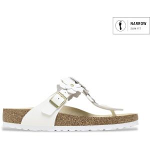 Birkenstock für Damen. 1026735 Sandalen aus Leder Gizeh Flower Embellishment (Schmale Passform) weiß (40), Wohnung, Schnalle, Lässig Birkenstock für Damen. 1026735 Sandalen aus Leder Gizeh Flower Embellishment (Schmale Passform) weiß (40), Wohnung, Schnalle, Lässig