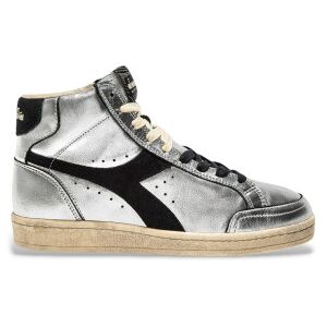 Diadora für Damen. 201182226 Prestige High Metall Silberne Leder Turnschuhe (37), Wohnung, Schnürsenkel, Lässig Diadora für Damen. 201182226 Prestige High Metall Silberne Leder Turnschuhe (37), Wohnung, Schnürsenkel, Lässig