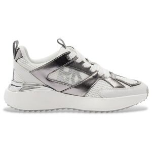 DKNY für Damen. K1599546 Turnschuhe weiß, silber (36), Stoff, Wohnung, Schnürsenkel, Lässig DKNY für Damen. K1599546 Turnschuhe weiß, silber (36), Stoff, Wohnung, Schnürsenkel, Lässig