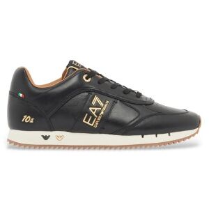 EA7 Unisex. 7X000648_AF15588 Leder-Sneakers 10. Jahrestag schwarz (40), Wohnung, Schnürsenkel, Lässig EA7 Unisex. 7X000648_AF15588 Leder-Sneakers 10. Jahrestag schwarz (40), Wohnung, Schnürsenkel, Lässig