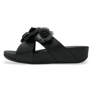 Fitflop für Damen. A4M-001 Sandalen Lulu Flower Cross Slides schwarz (40), 1 bis 3 cm, Keine, Lässig Fitflop für Damen. A4M-001 Sandalen Lulu Flower Cross Slides schwarz (40), 1 bis 3 cm, Keine, Lässig